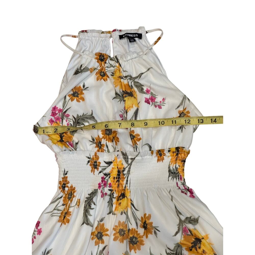 Express halter Top blouse XXS white Floral Sleeveless Peplum fairy - Picture 7 of 11